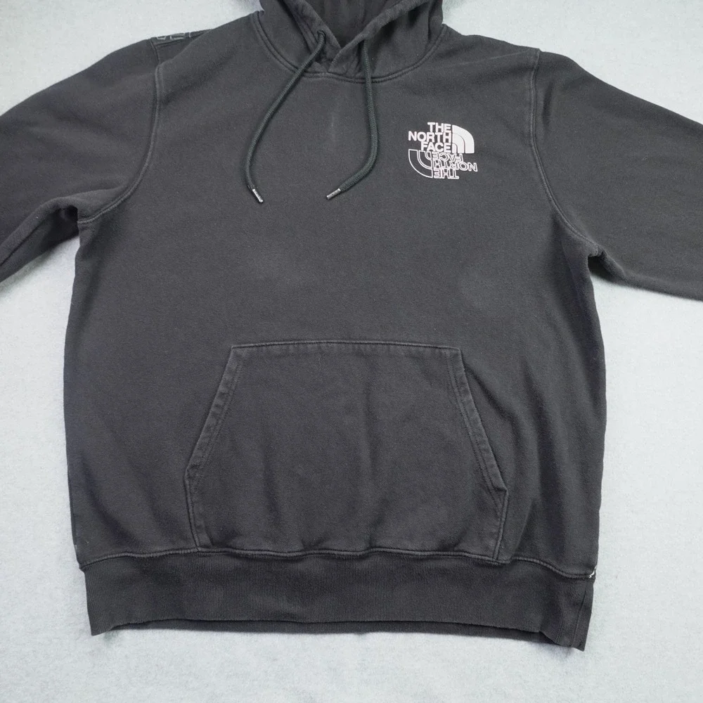 The North Face Hoodie Mens XL Black Logo All Over Print Pullover